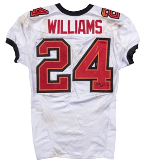 2005 Carnell Cadillac Williams Rookie Season Game Used & Signed Tampa Bay Buccaneers Road Jersey Photo Matched To 3 Games (Beckett)